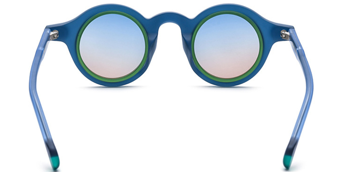 Acetate Round Sunglasses dark_blue+blue-yellow_polarized