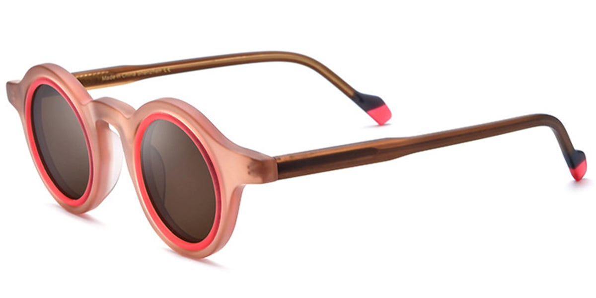 Acetate Round Sunglasses translucent-light_brown+amber_polarized