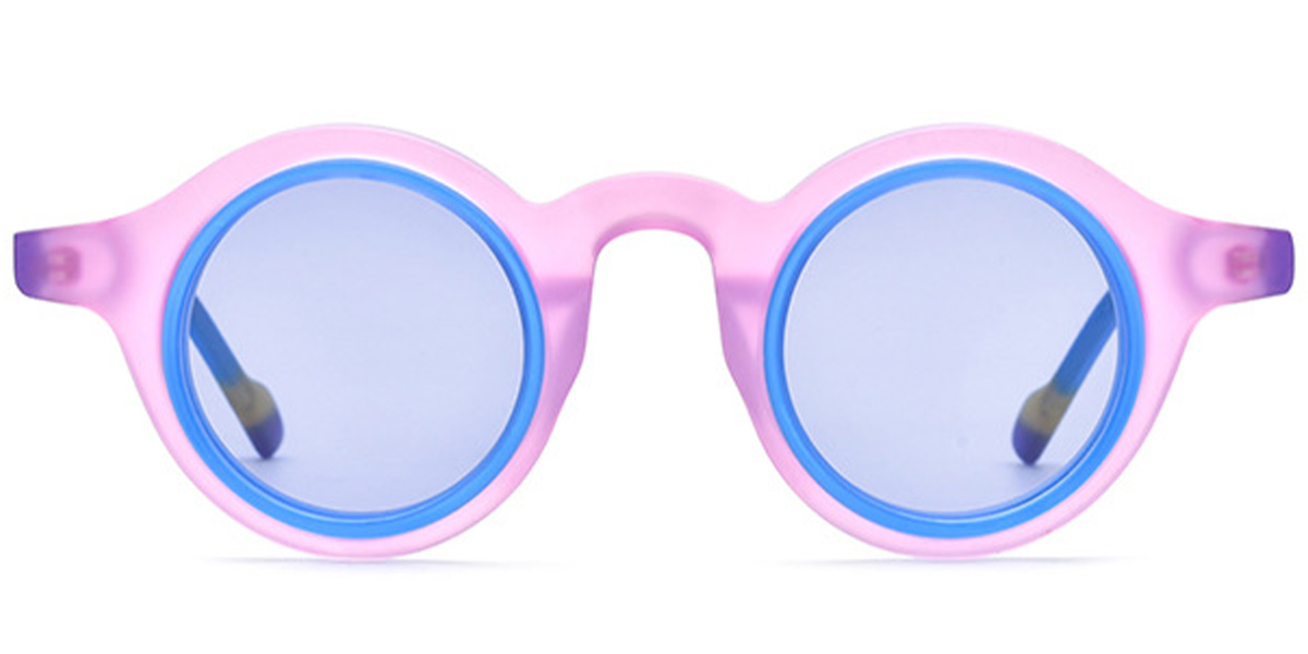 Acetate Round Sunglasses translucent-pink+blue_polarized