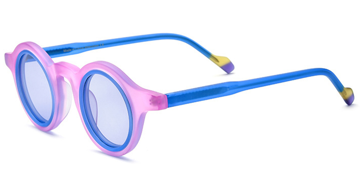 Acetate Round Sunglasses translucent-pink+blue_polarized
