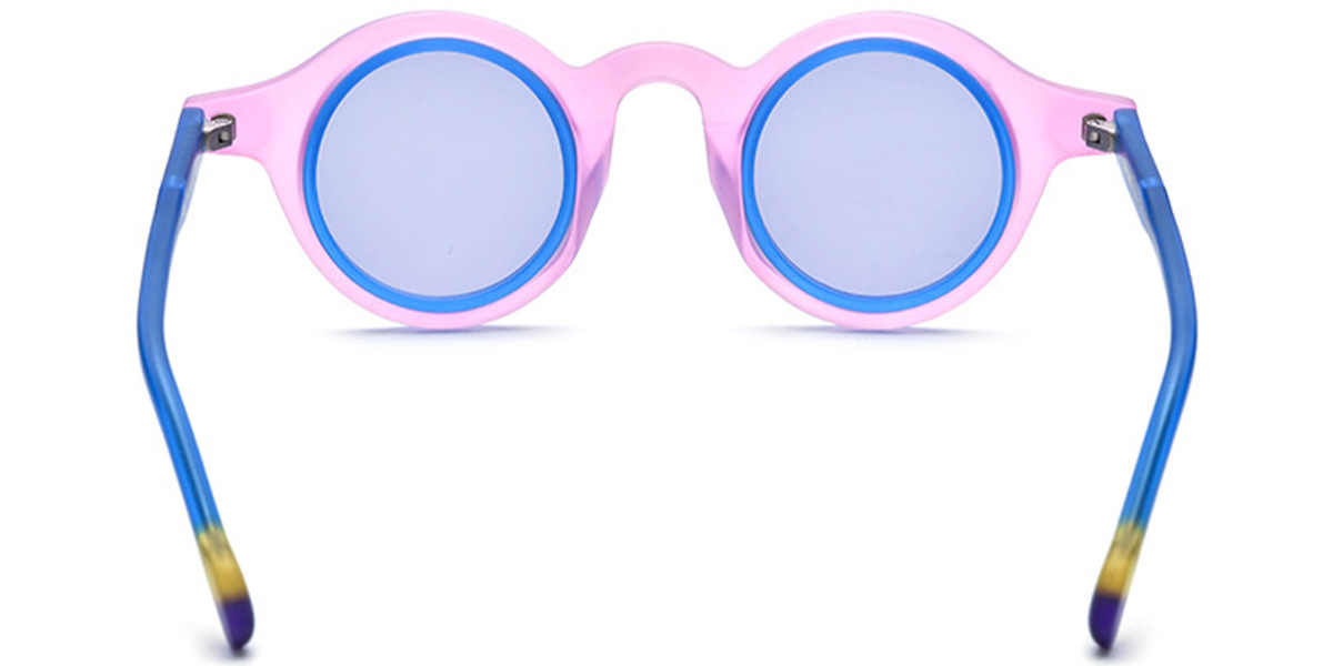 Acetate Round Sunglasses translucent-pink+blue_polarized