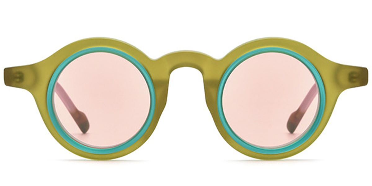 Acetate Round Sunglasses translucent-green+rose_polarized