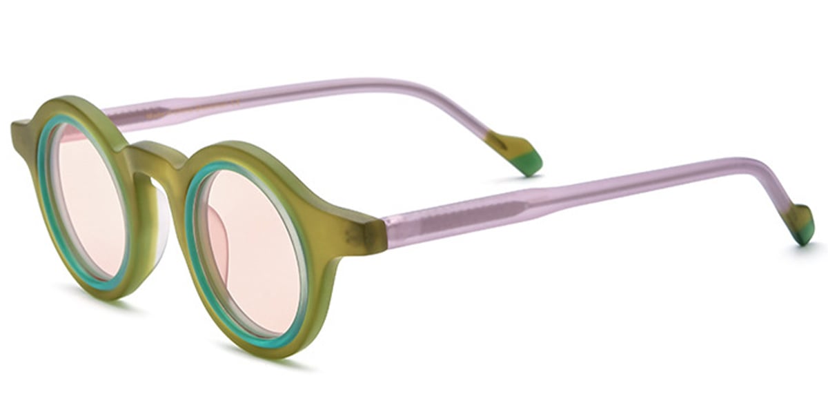 Acetate Round Sunglasses translucent-green+rose_polarized