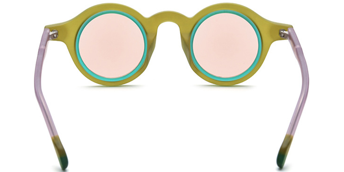 Acetate Round Sunglasses translucent-green+rose_polarized