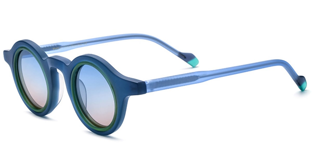 Acetate Round Sunglasses dark_blue+blue-yellow_polarized