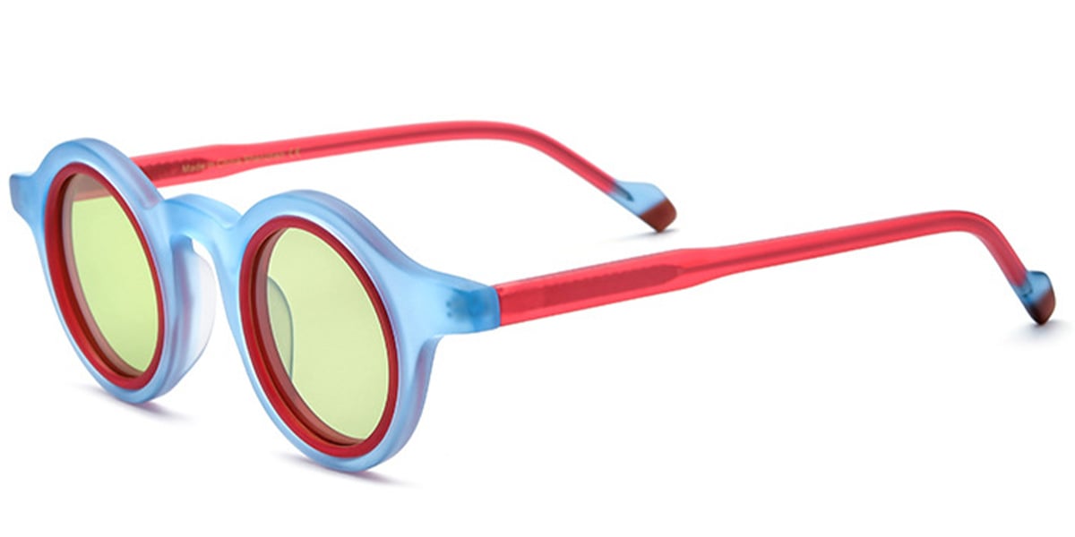 Acetate Round Sunglasses translucent-blue+green_polarized