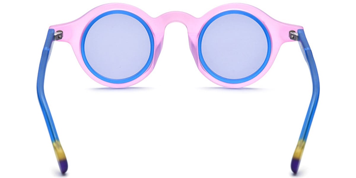 Acetate Round Sunglasses translucent-pink+blue_polarized