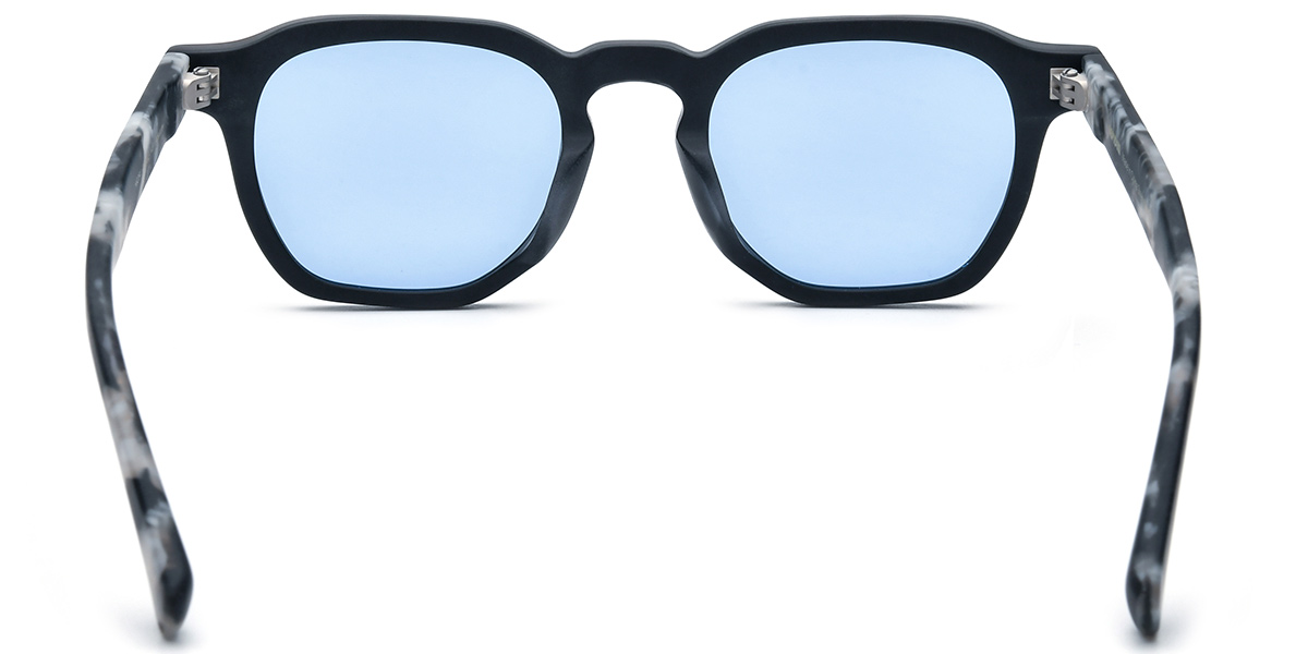 Acetate Square Sunglasses pattern-black+blue_polarized