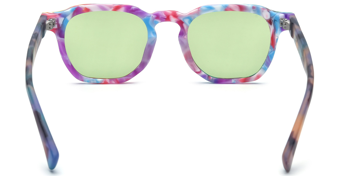 Acetate Square Sunglasses pattern-purple+green_polarized