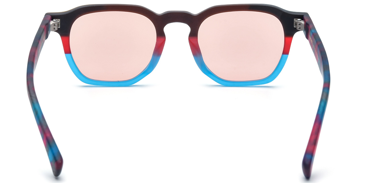 Acetate Square Sunglasses pattern-blue+rose_polarized