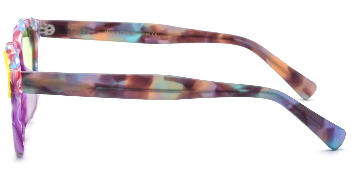 Acetate Square Sunglasses pattern-purple+green_polarized
