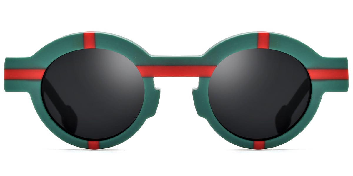 Acetate Round Sunglasses pattern-green+green_polarized