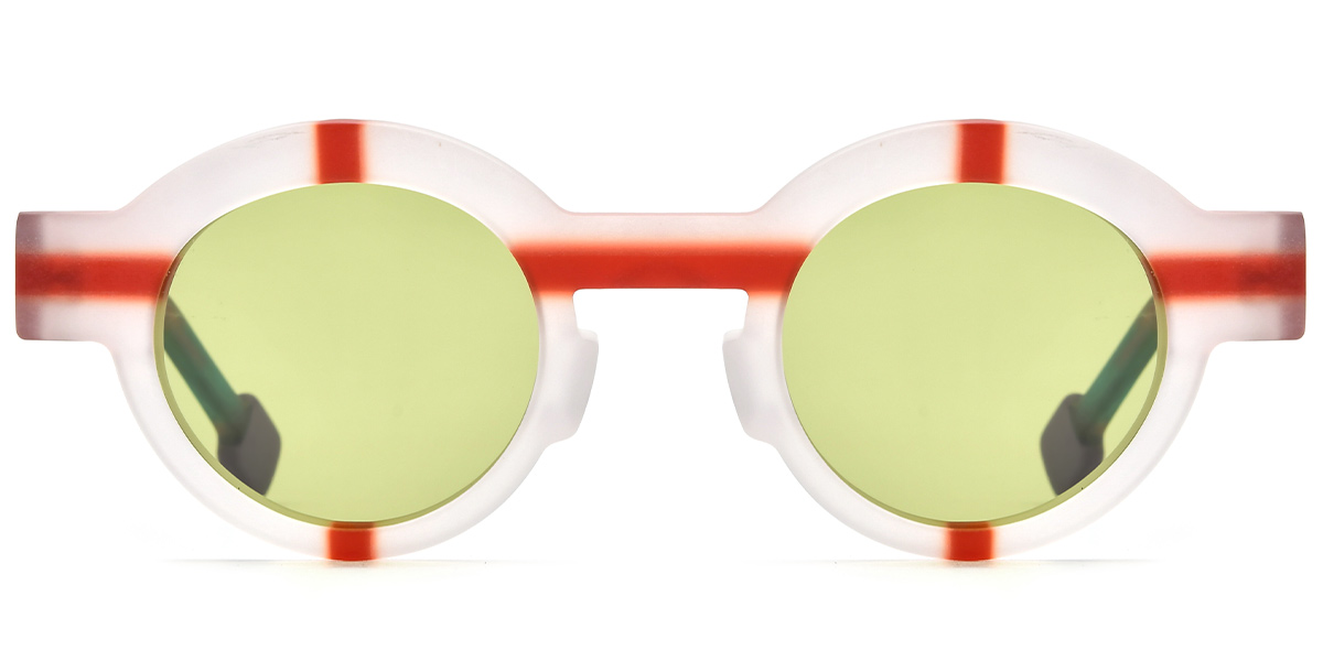 Acetate Round Sunglasses pattern-translucent+dark_green_polarized