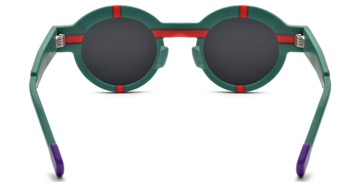 Acetate Round Sunglasses pattern-green+green_polarized