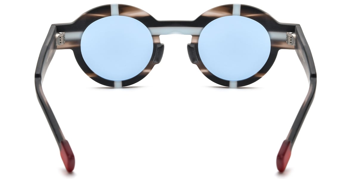 Acetate Round Sunglasses pattern-brown+blue_polarized