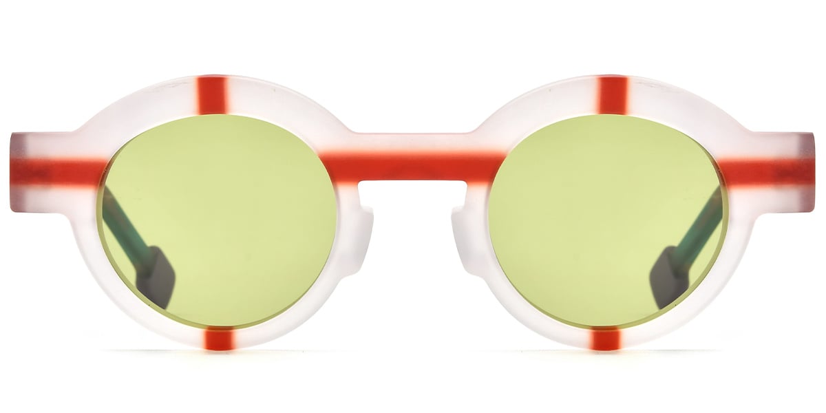 Acetate Round Sunglasses pattern-translucent+dark_green_polarized