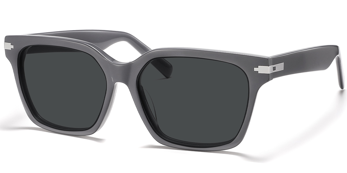 Acetate Square Sunglasses grey+dark_grey_polarized