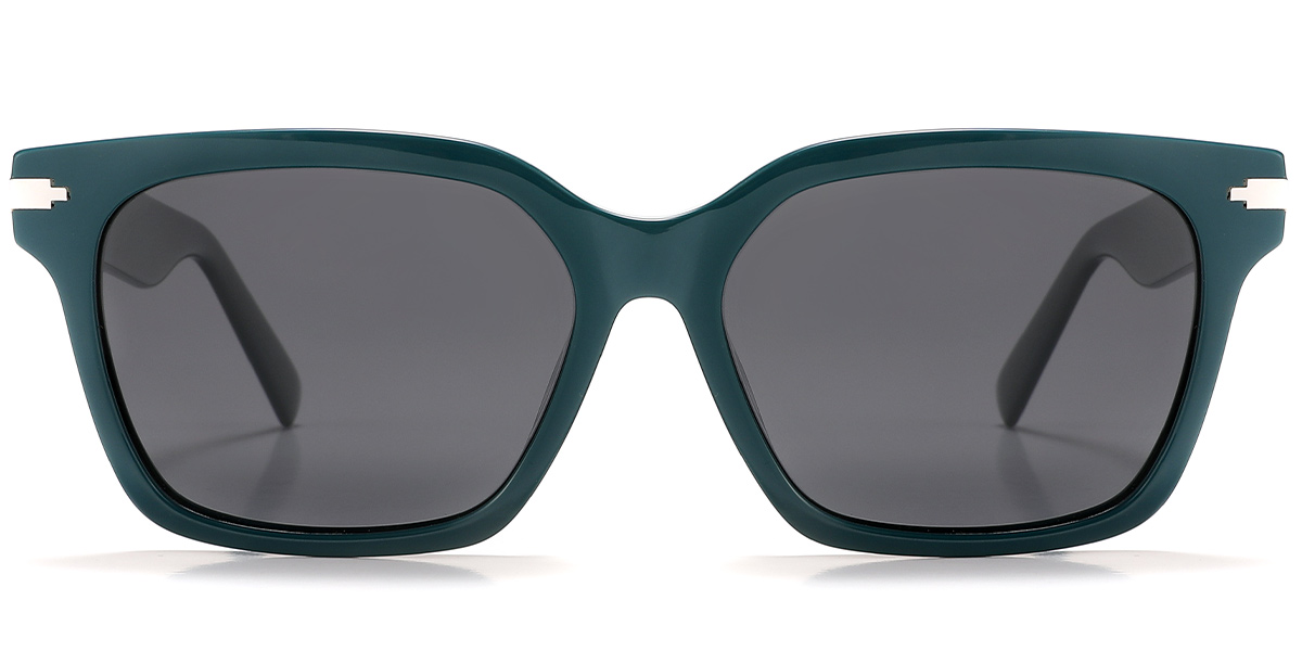 Acetate Square Sunglasses green+dark_grey_polarized