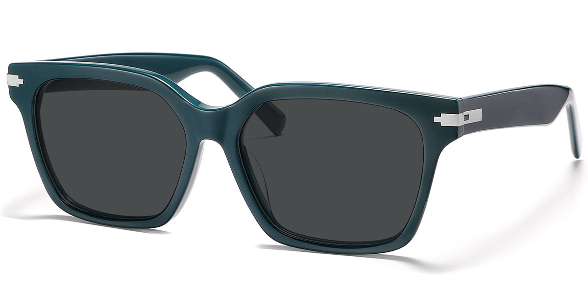 Acetate Square Sunglasses green+dark_grey_polarized