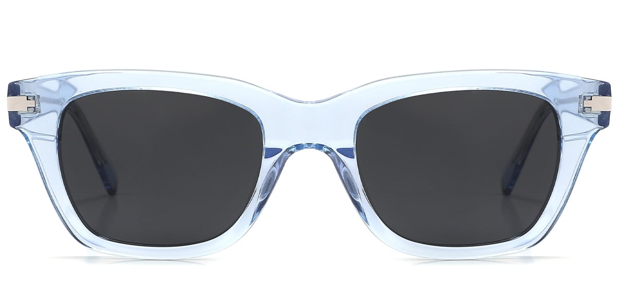 Acetate Square Sunglasses translucent-blue+dark_grey_polarized