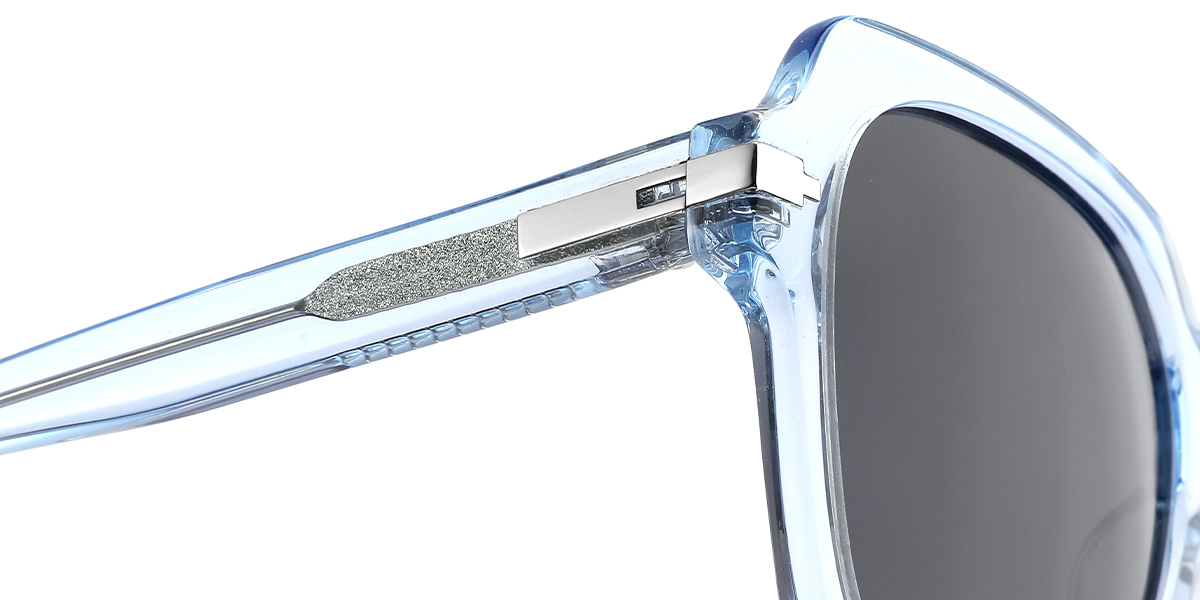 Acetate Square Sunglasses translucent-blue+dark_grey_polarized