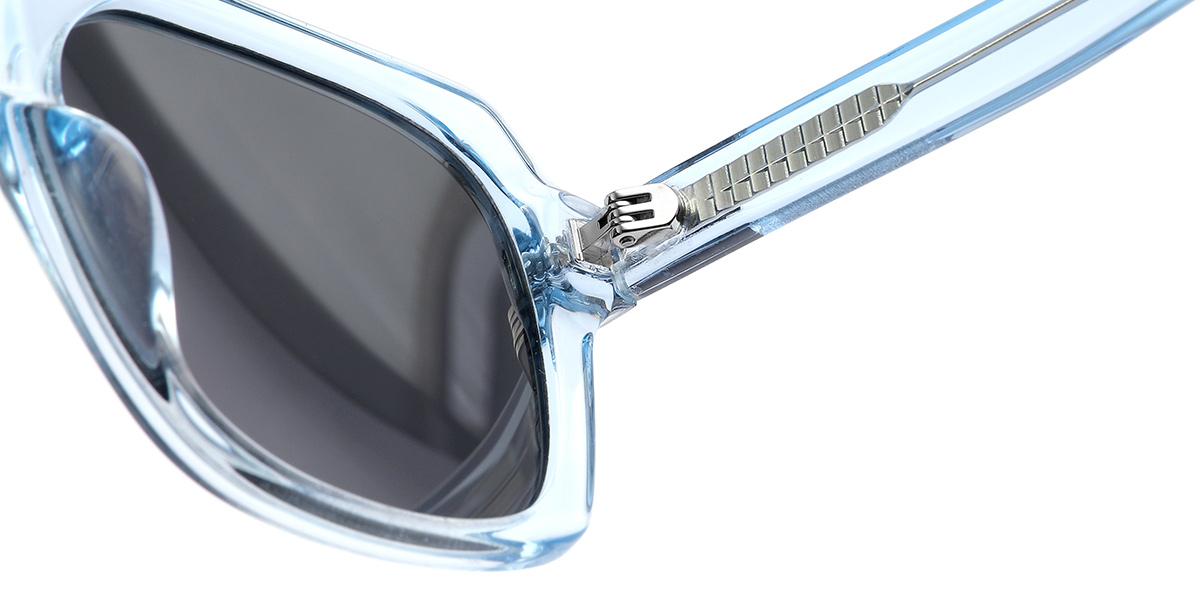 Acetate Square Sunglasses translucent-blue+dark_grey_polarized