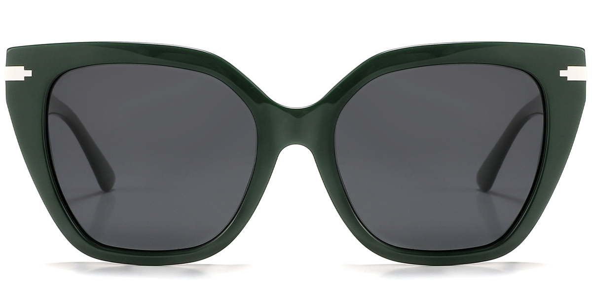 Acetate Square Sunglasses green+dark_grey_polarized