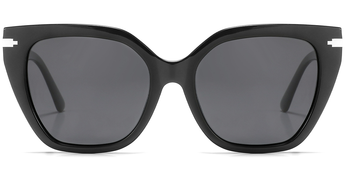 Acetate Square Sunglasses black+dark_grey_polarized