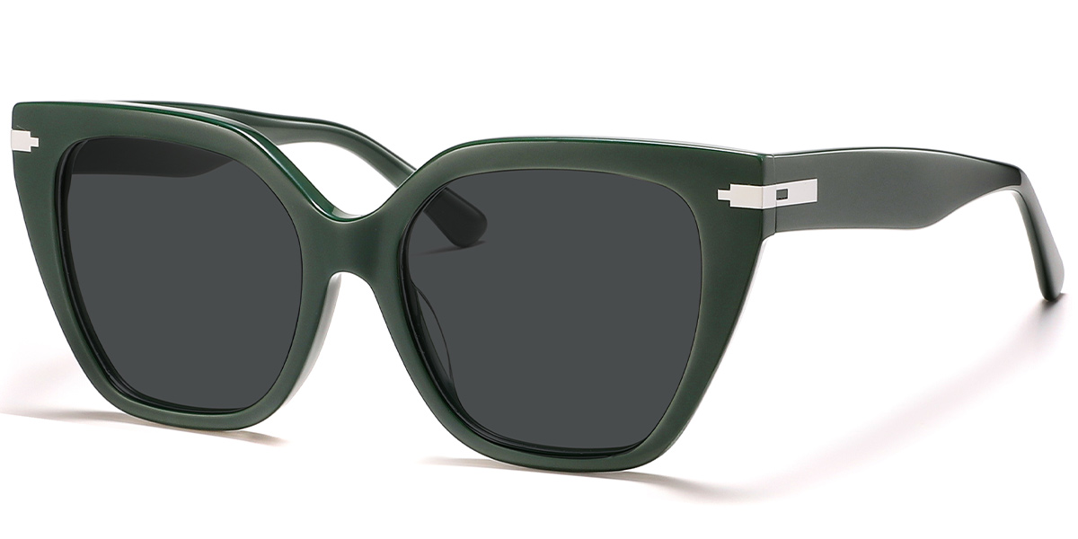 Acetate Square Sunglasses green+dark_grey_polarized