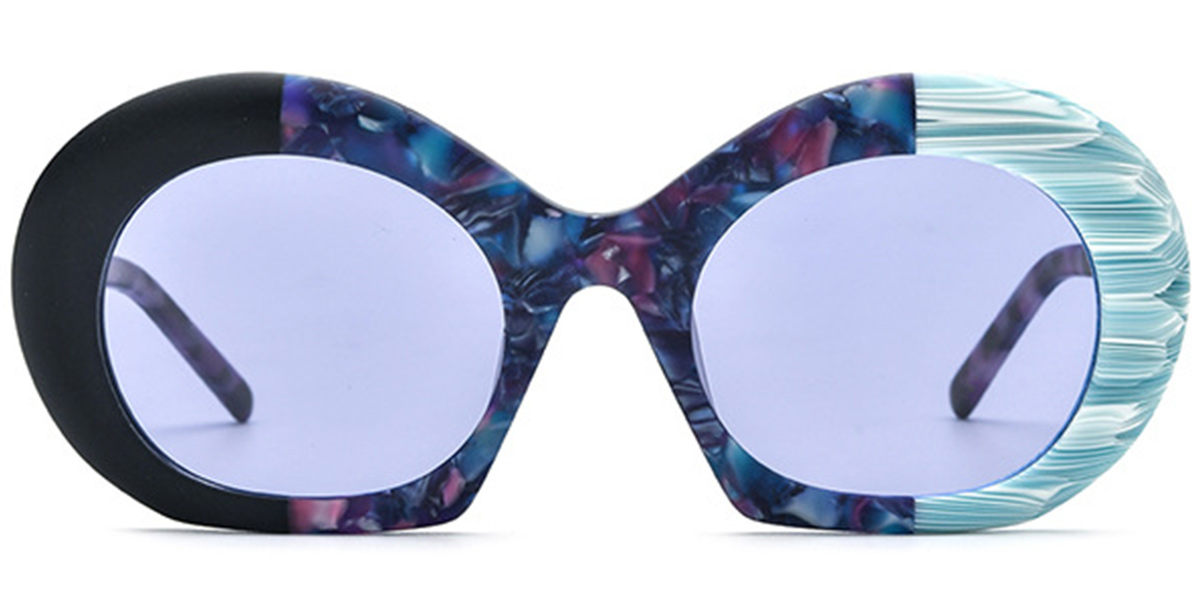Acetate Round Sunglasses pattern-purple+purple_polarized