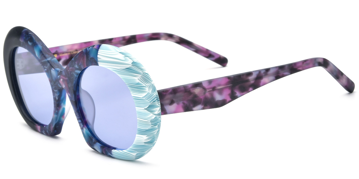 Acetate Round Sunglasses pattern-purple+purple_polarized