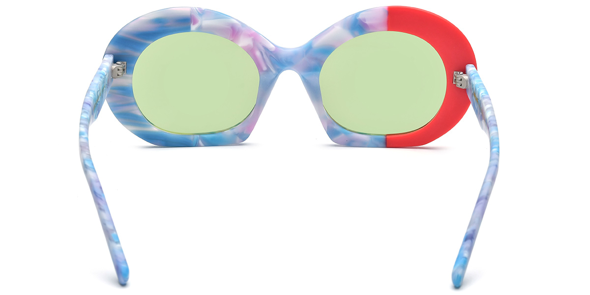 Acetate Round Sunglasses pattern-red+green_polarized