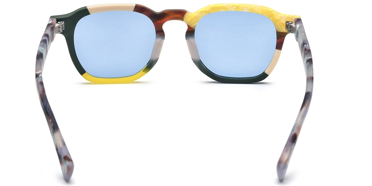 Acetate Square Sunglasses pattern-brown+blue_polarized