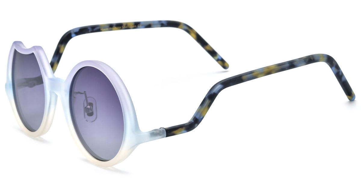 Acetate Round Geometric Sunglasses gradient_purple+purple_polarized