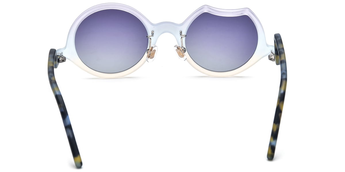 Acetate Round Geometric Sunglasses gradient_purple+purple_polarized