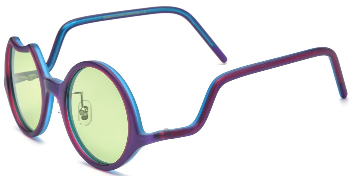 Acetate Round Geometric Sunglasses purple+green_polarized