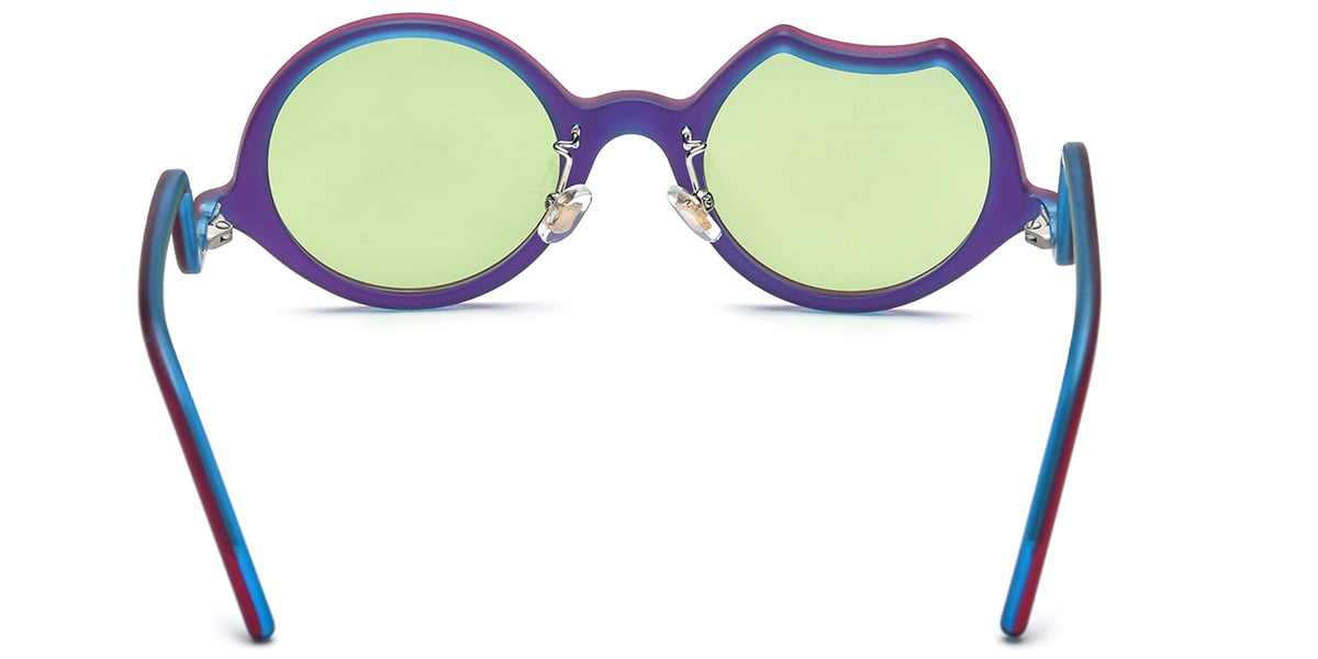 Acetate Round Geometric Sunglasses purple+green_polarized