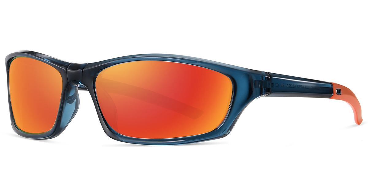 Rectangle Sunglasses translucent-blue+mirrored_red_polarized