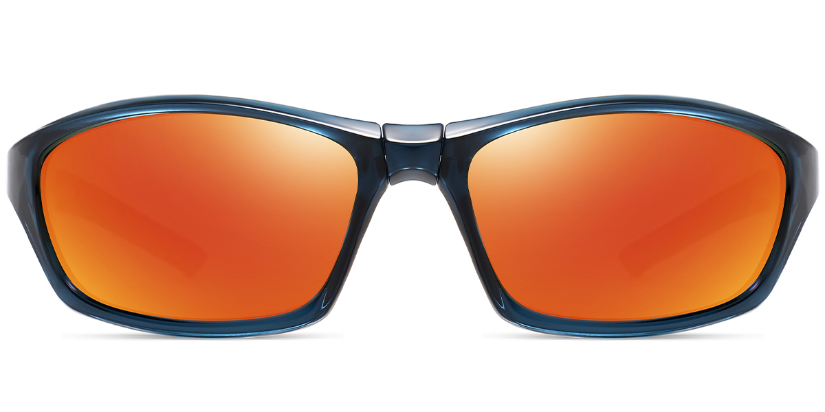 Rectangle Sunglasses translucent-blue+mirrored_red_polarized