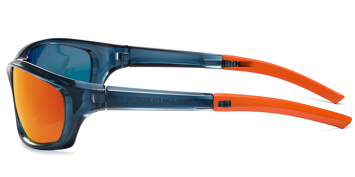 Rectangle Sunglasses translucent-blue+mirrored_red_polarized