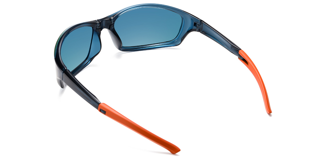 Rectangle Sunglasses translucent-blue+mirrored_red_polarized