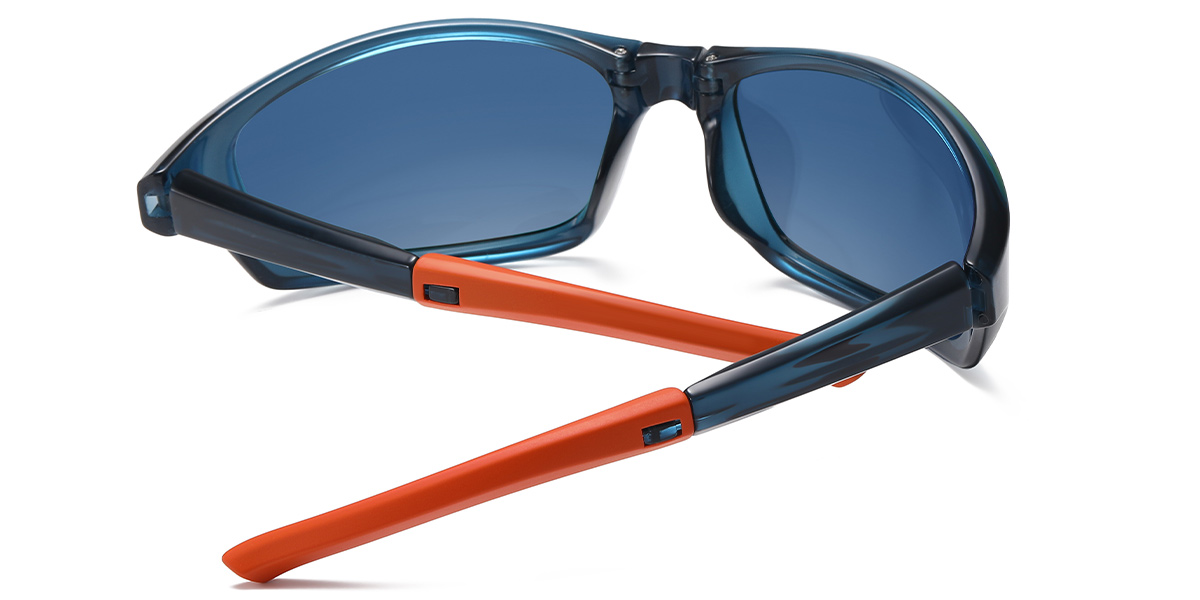 Rectangle Sunglasses translucent-blue+mirrored_red_polarized