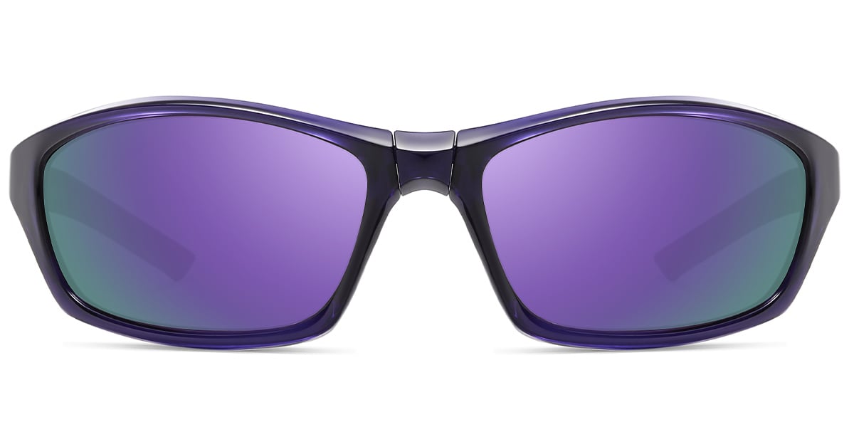 Rectangle Sunglasses translucent-blue+mirrored_purple_polarized