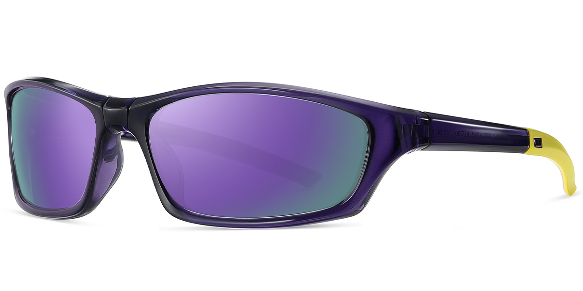Rectangle Sunglasses translucent-blue+mirrored_purple_polarized