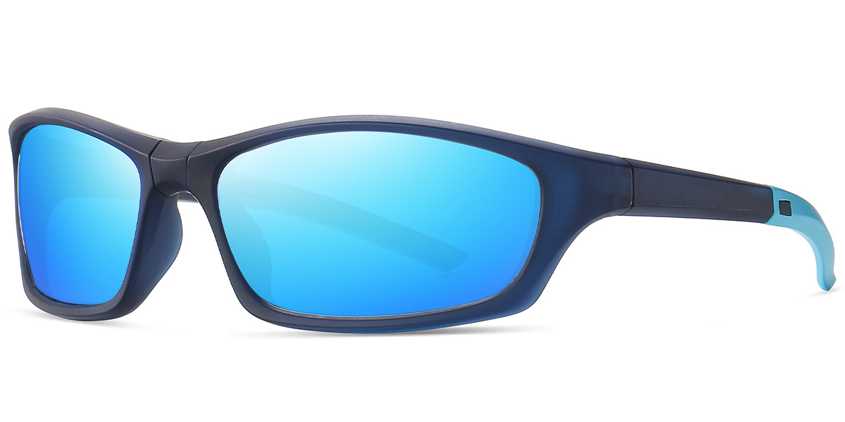 Rectangle Sunglasses dark_blue+mirrored_ice_blue_polarized