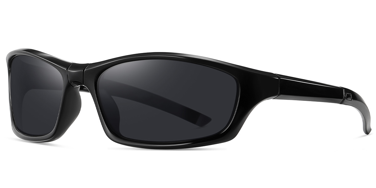 Rectangle Sunglasses bright_black+dark_grey_polarized