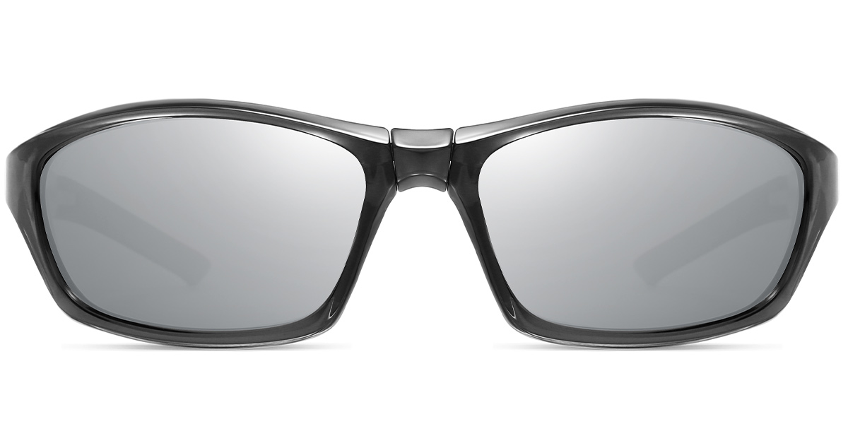 Rectangle Sunglasses translucent-grey+mirrored_silver_polarized