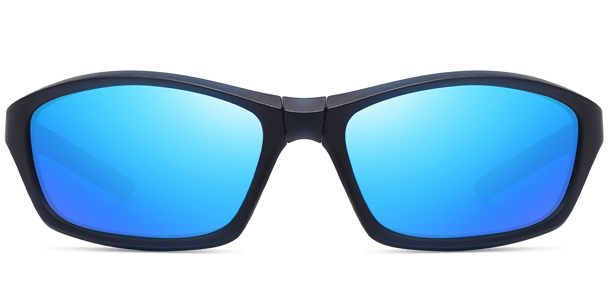 Rectangle Sunglasses dark_blue+mirrored_ice_blue_polarized