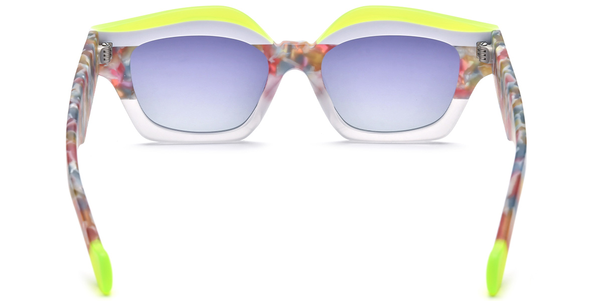Acetate Square Geometric Sunglasses pattern-grey+gradient_grey_polarized