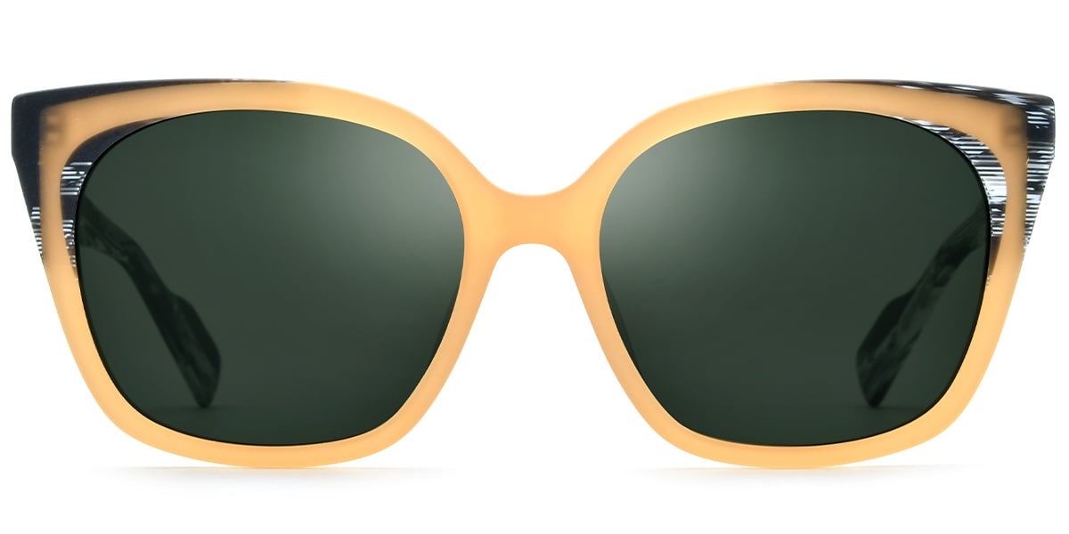 Acetate Square Sunglasses pattern-yellow+dark_green_polarized